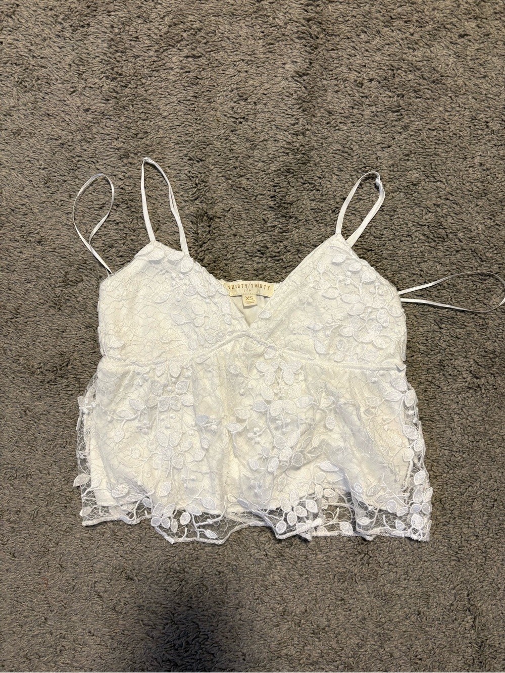Brandy Melville White Floral Lace Cami